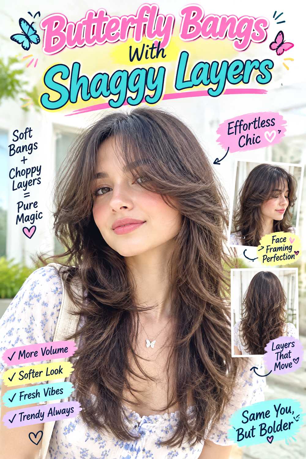 Butterfly Bangs With Shaggy Layers