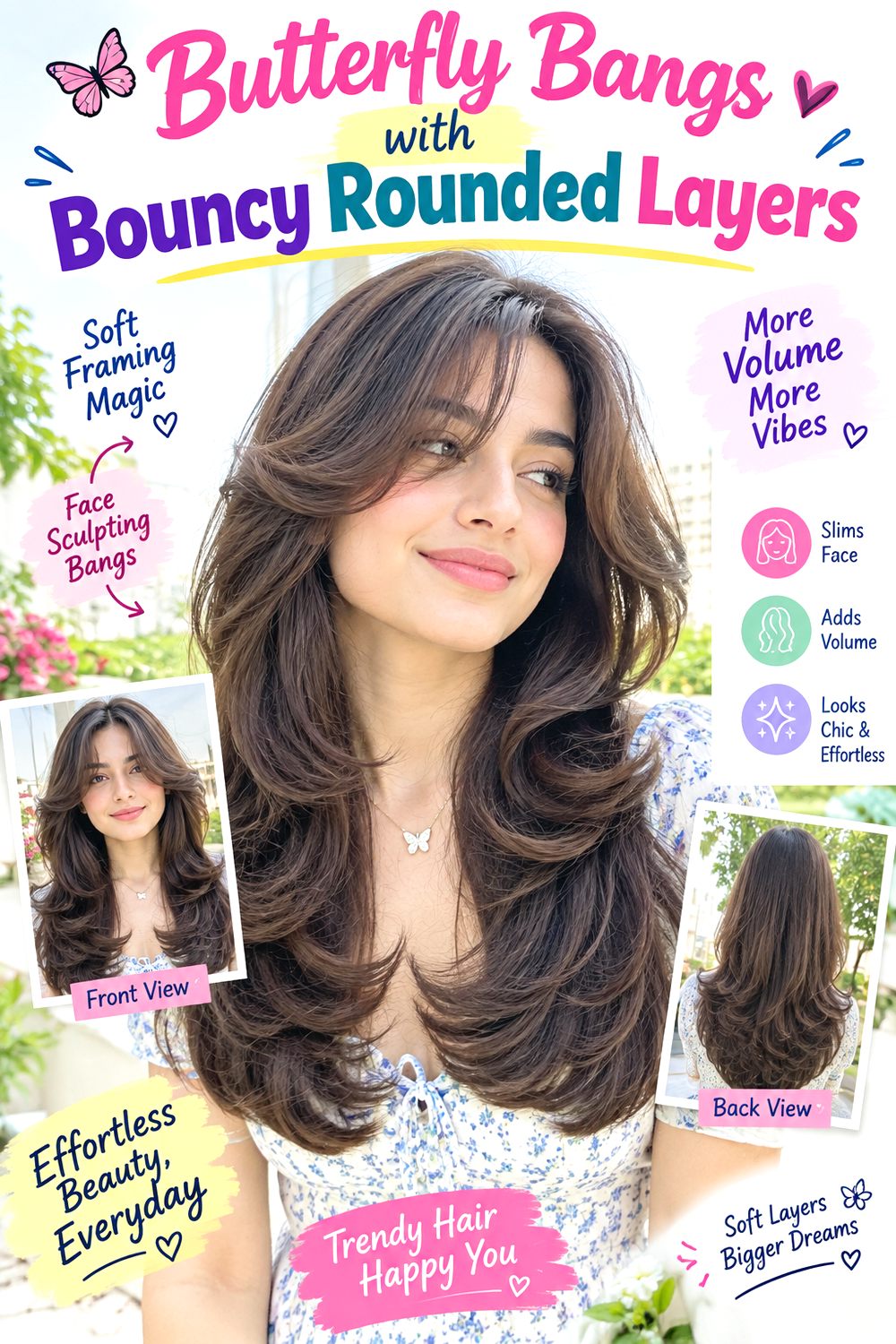 Butterfly Bangs with Bouncy Rounded Layers hairstyle