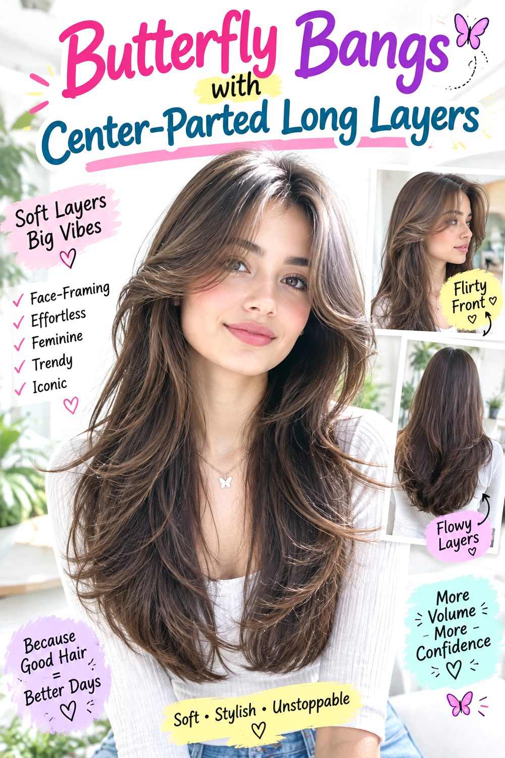 Butterfly Bangs with Center-Parted Long Layers hairstyle