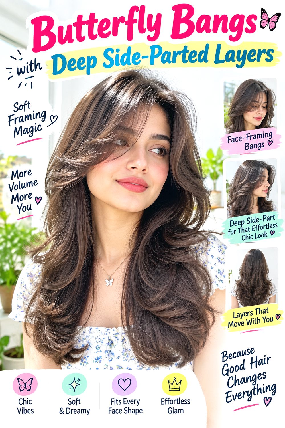 Butterfly Bangs with Deep Side-Parted Layers hairstyle