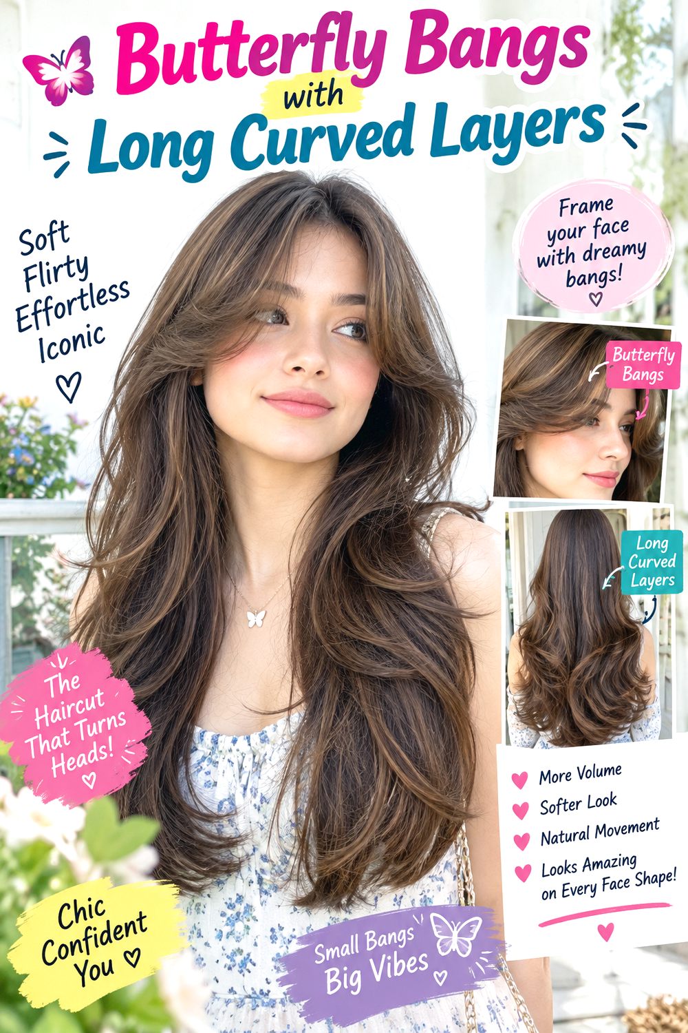 Butterfly Bangs with Long Curved Layers hairstyle