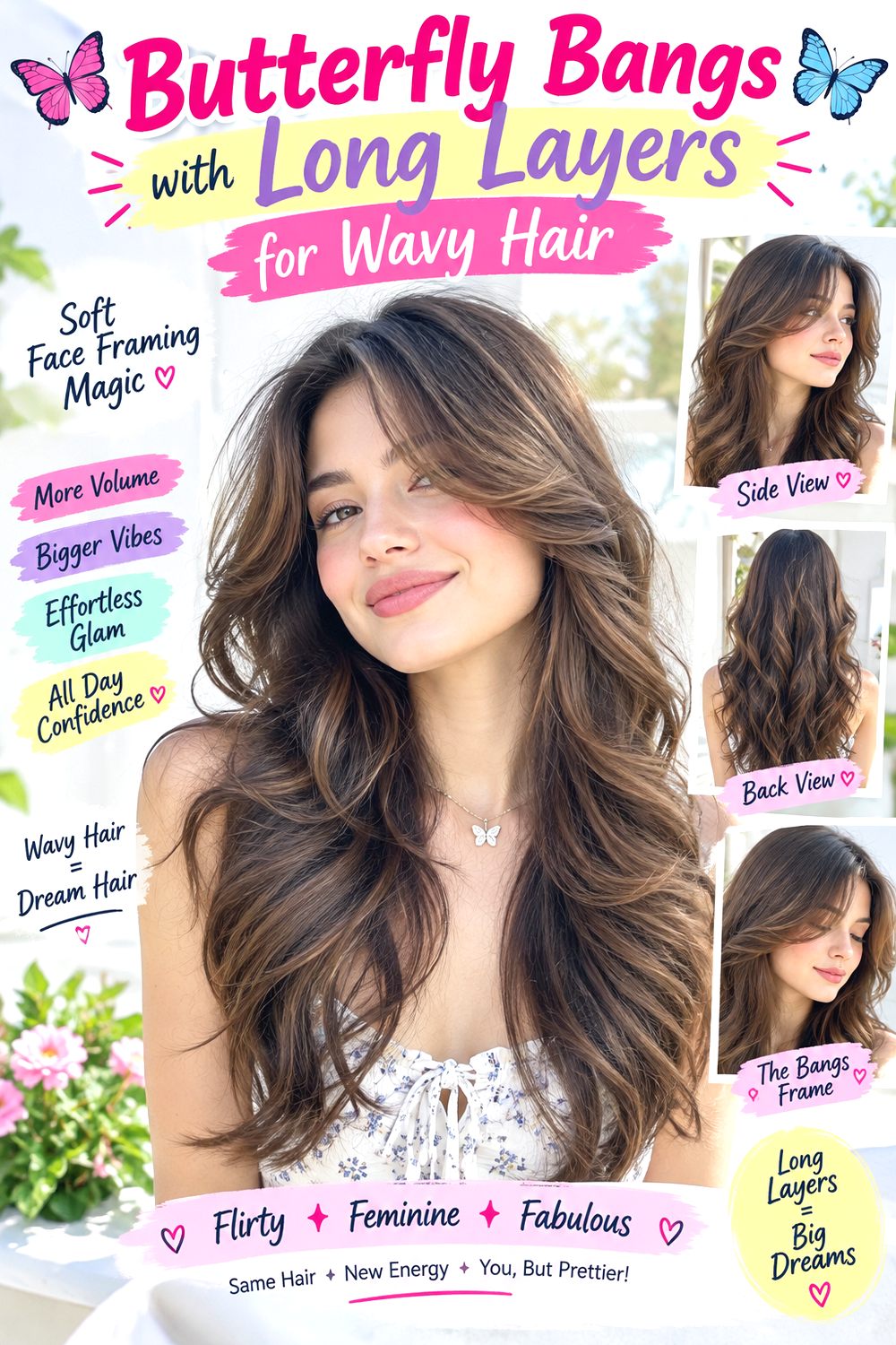 Butterfly Bangs with Long Layers for Wavy Hair hairstyle