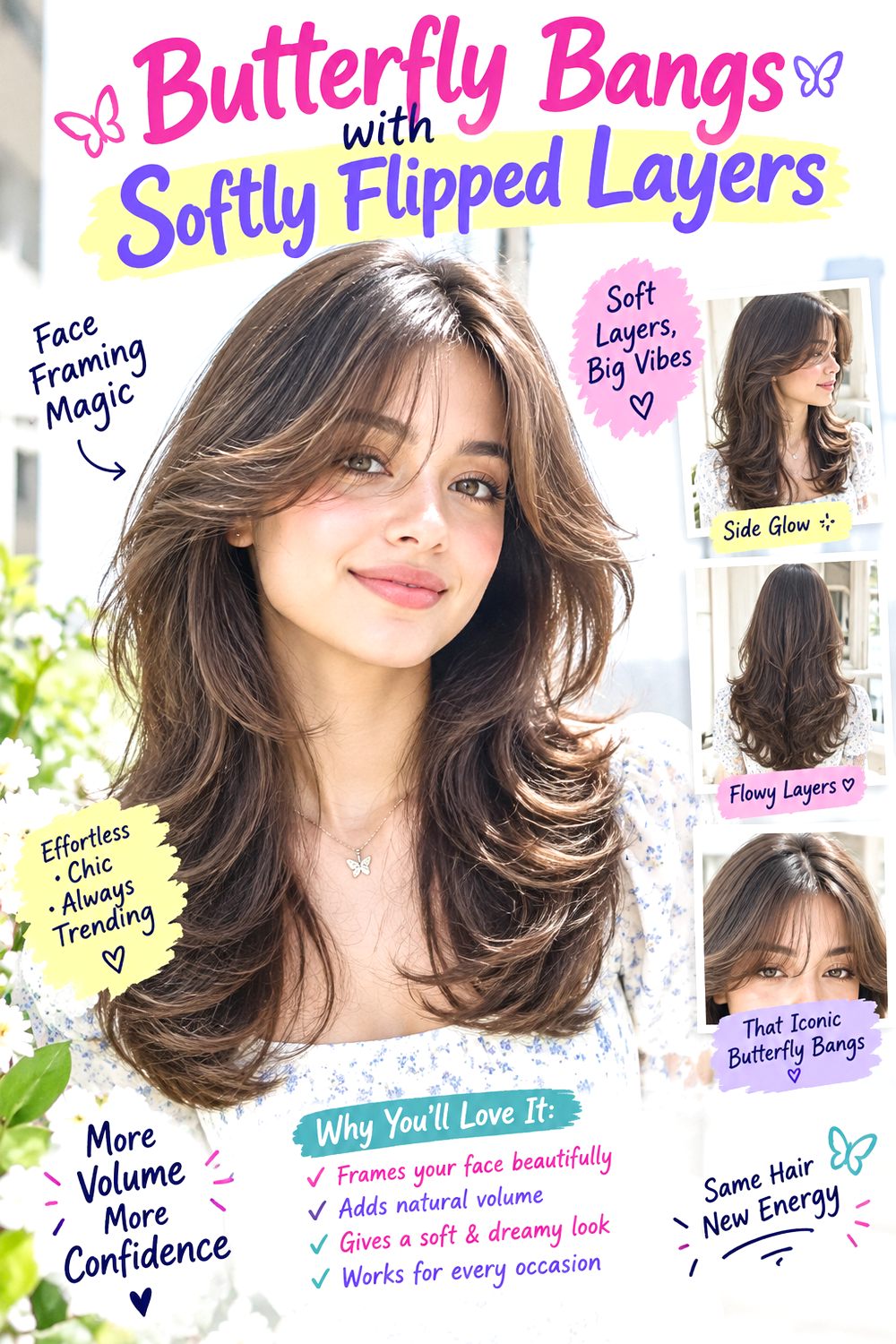 Butterfly Bangs with Softly Flipped Layers hairstyle