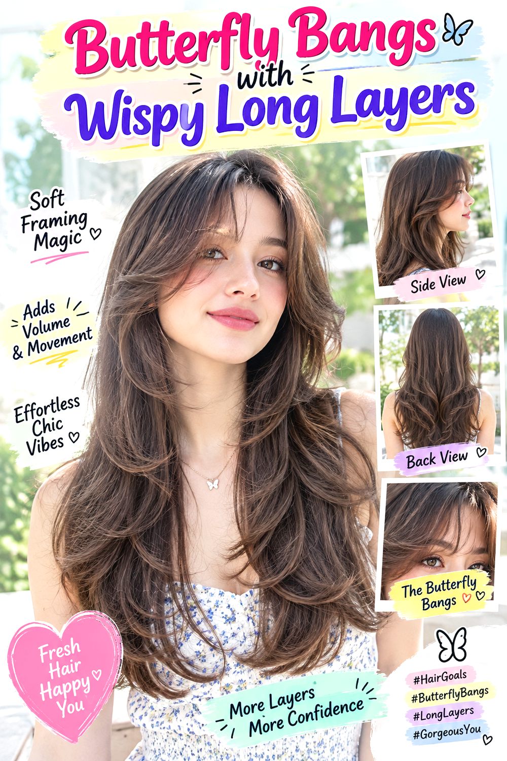 Butterfly Bangs with Wispy Long Layers hairstyle