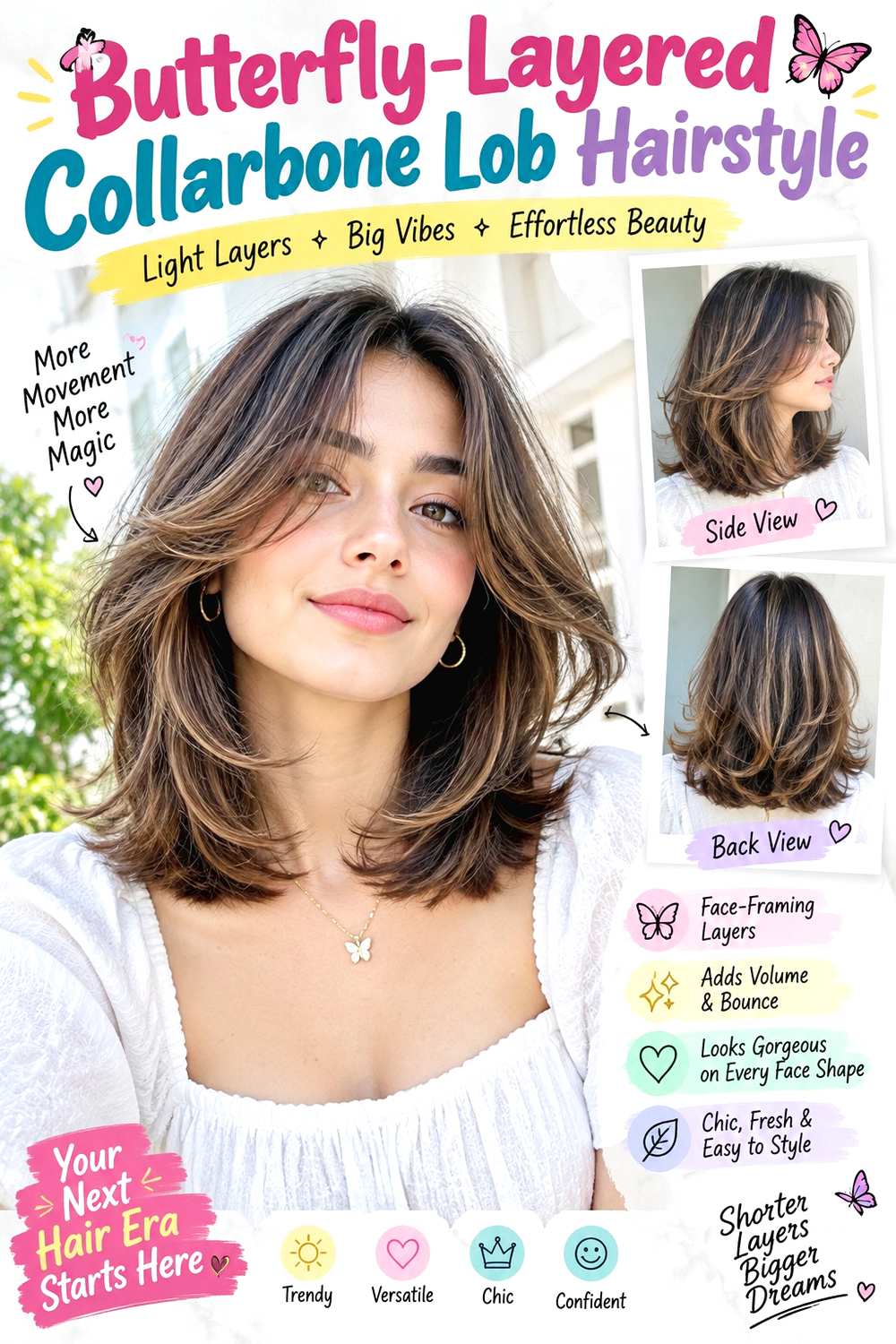 Butterfly-Layered Collarbone Lob Hairstyle