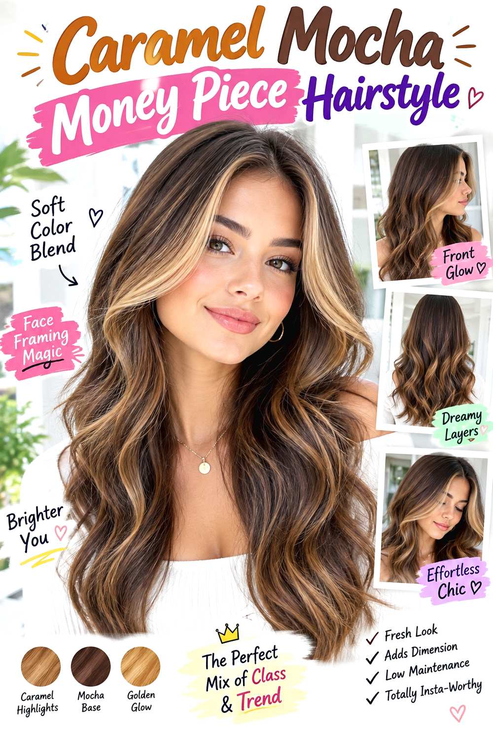 Caramel Mocha Money Piece Hairstyle