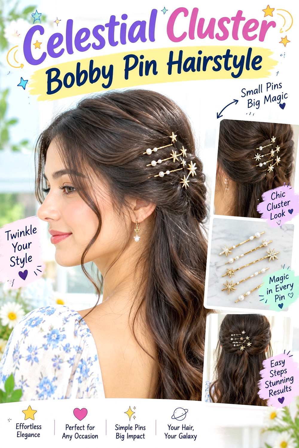 Celestial Cluster Bobby Pin Hairstyle