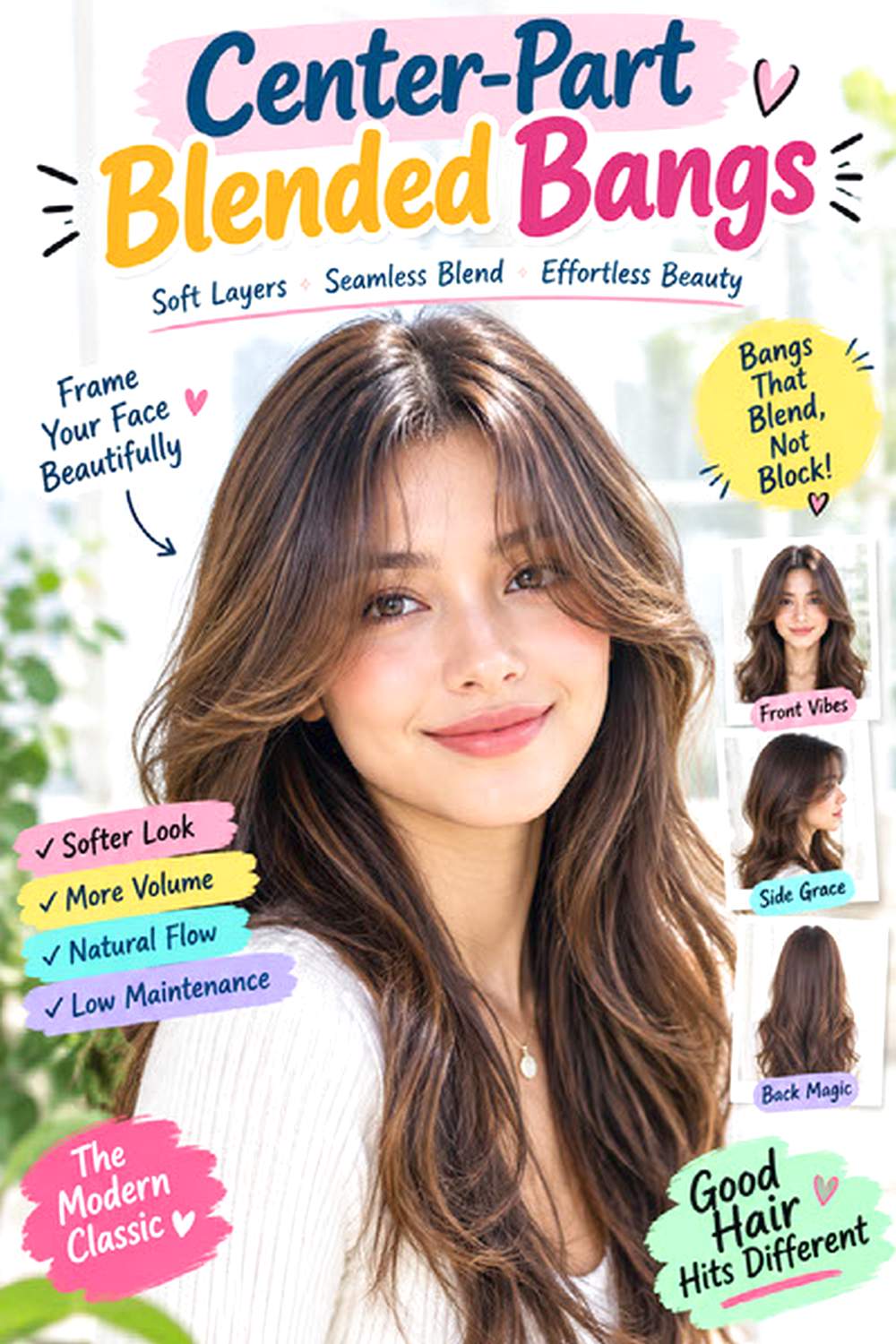 Center-Part Blended Bangs