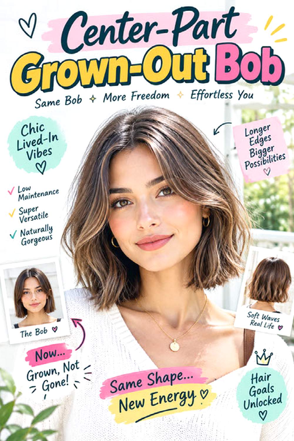 Center-Part Grown-Out Bob