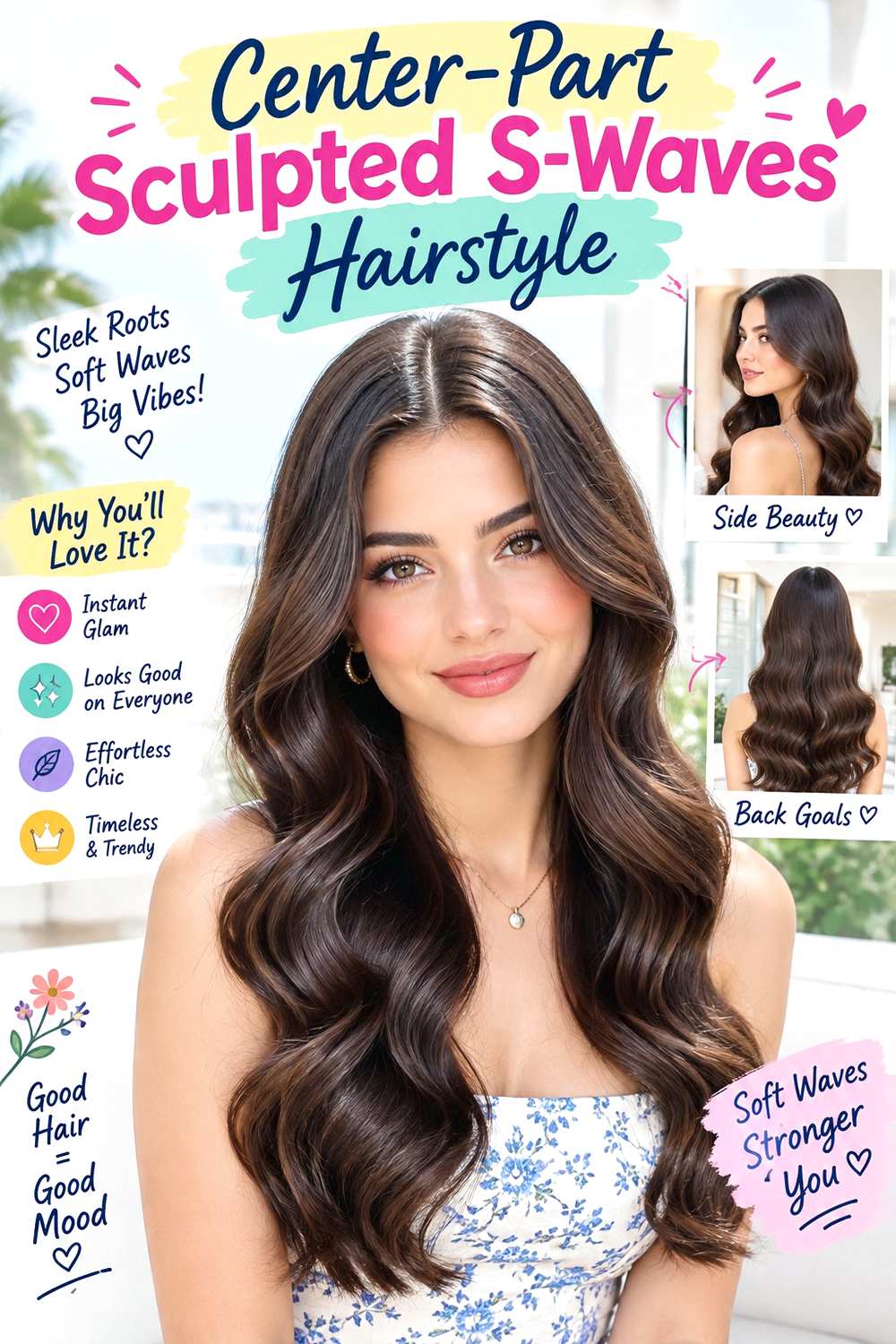 Center-Part Sculpted S-Waves Hairstyle