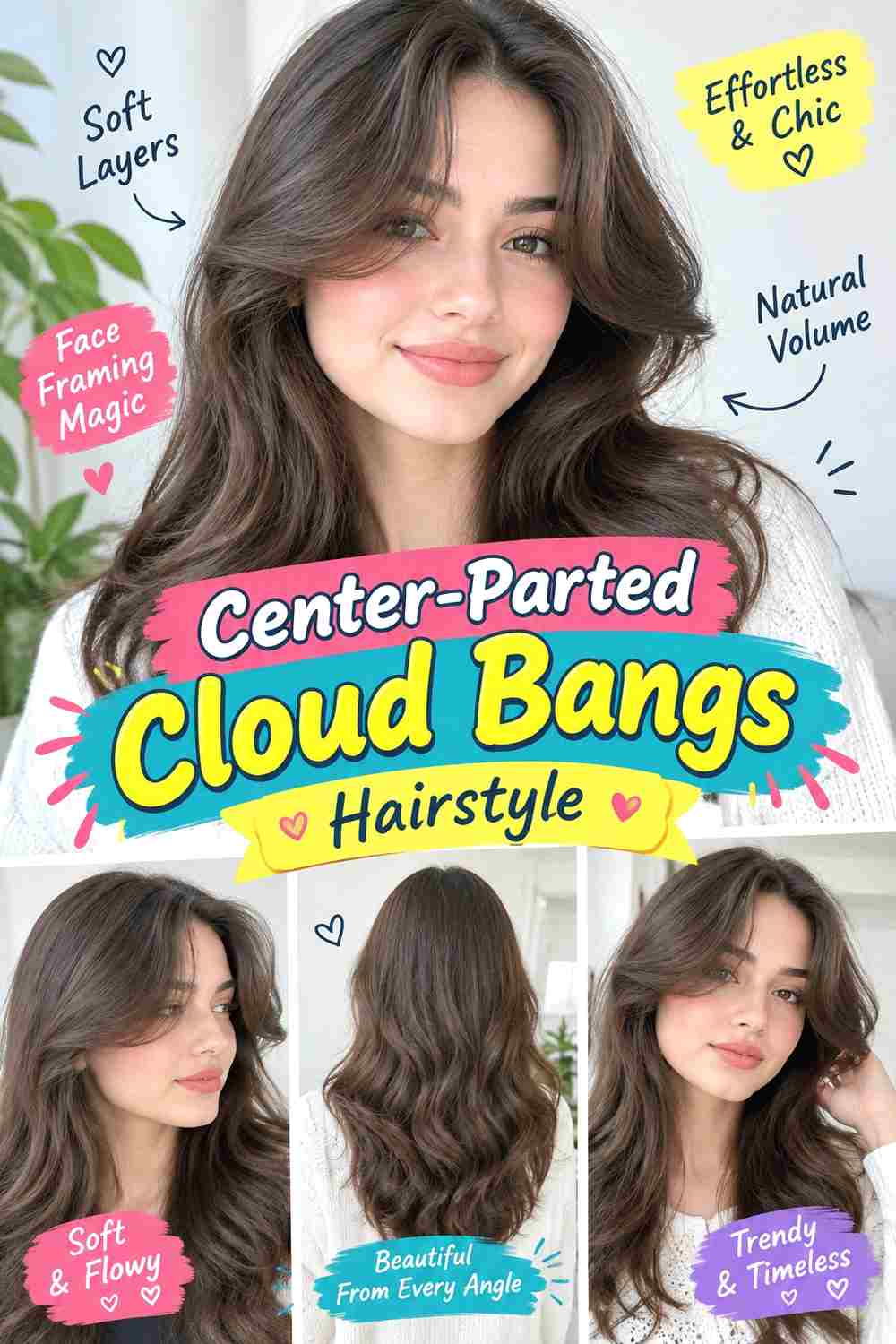 Center-Parted Cloud Bangs Hairstyle