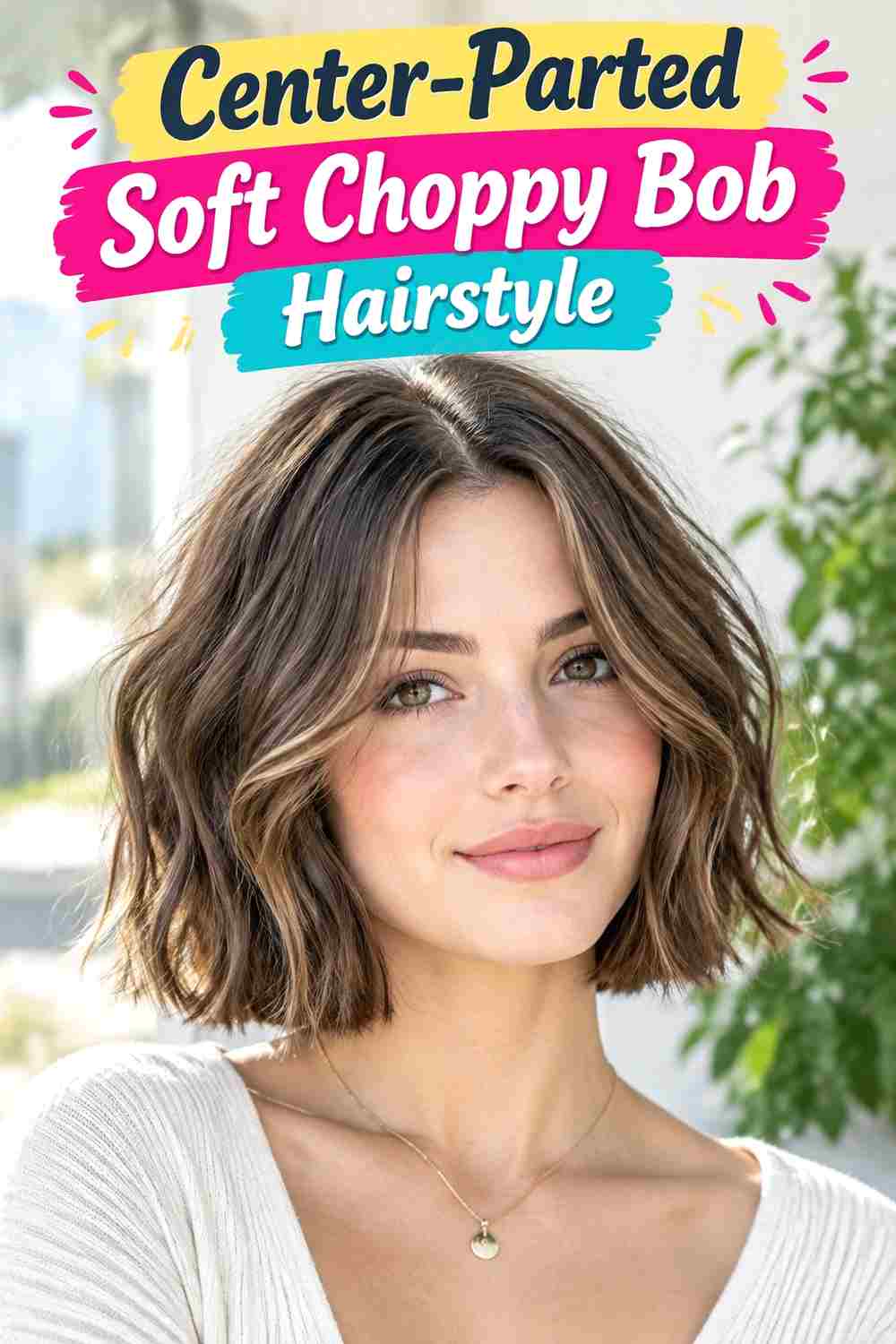 Center-Parted Soft Choppy Bob Hairstyle