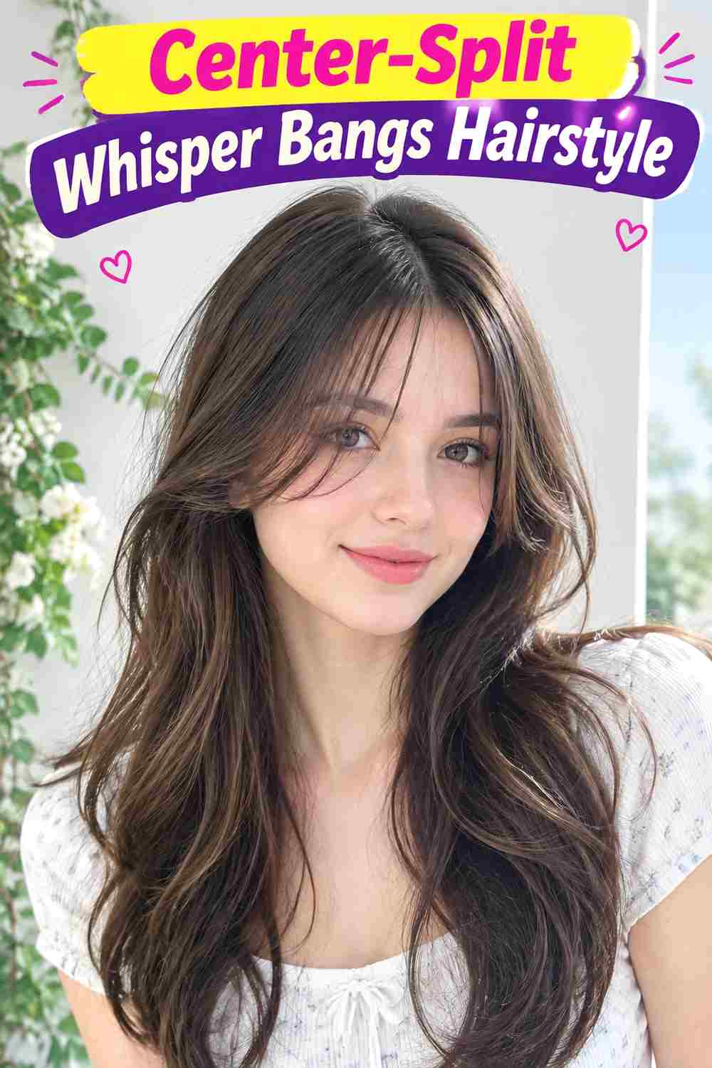 Center-Split Whisper Bangs Hairstyle