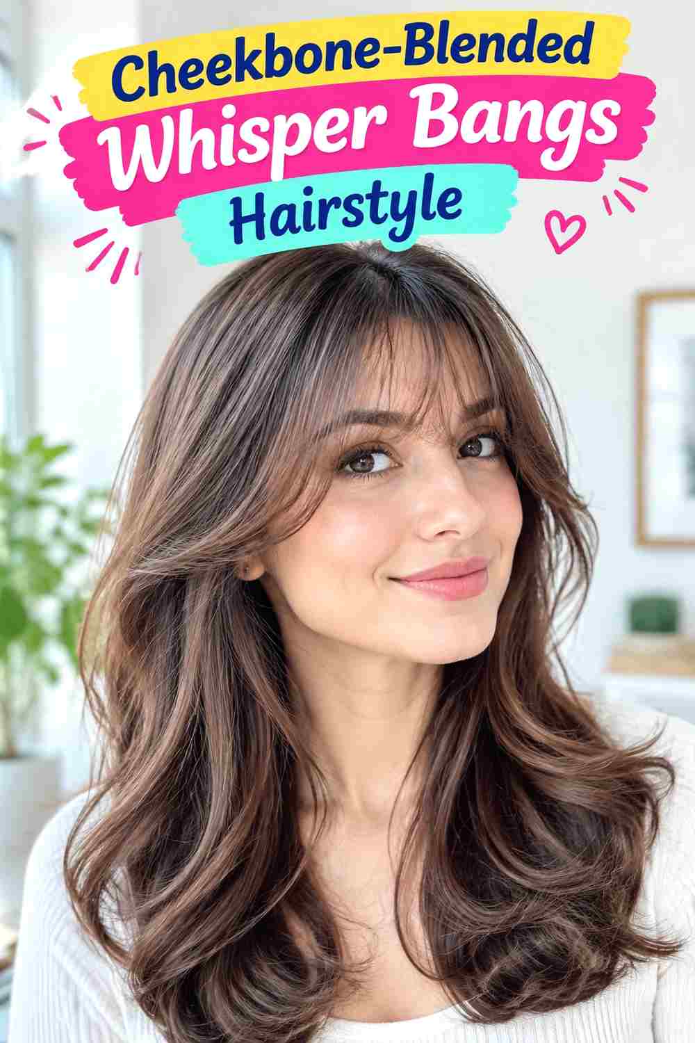 Cheekbone-Blended Whisper Bangs Hairstyle