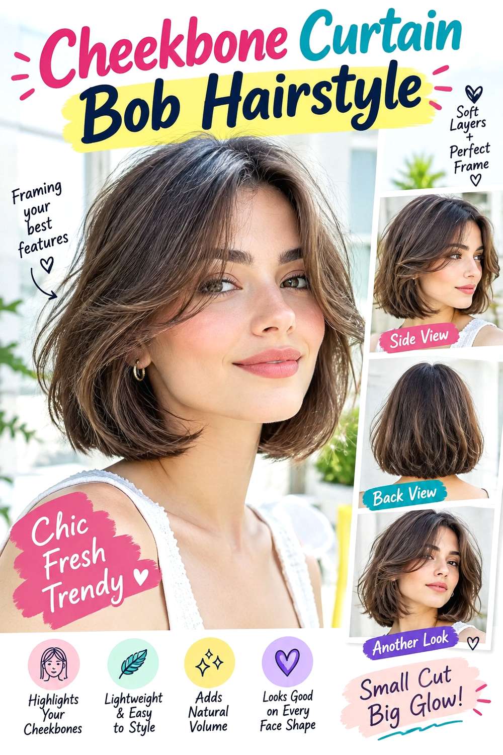 Cheekbone Curtain Bob Hairstyle