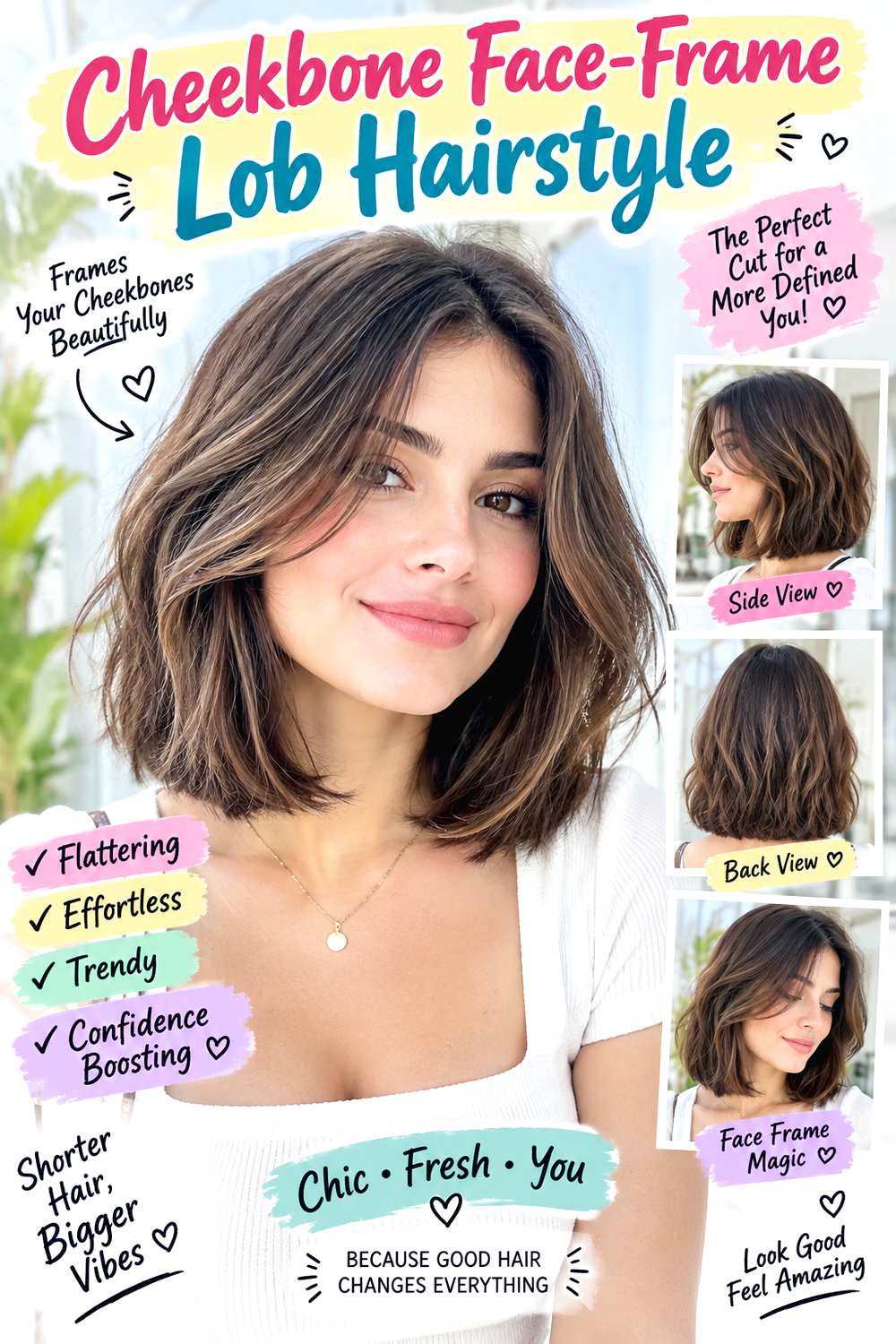 Cheekbone Face-Frame Lob Hairstyle