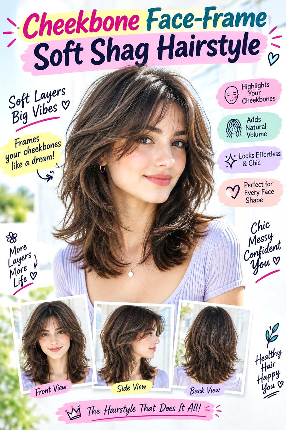 Cheekbone Face-Frame Soft Shag Hairstyle