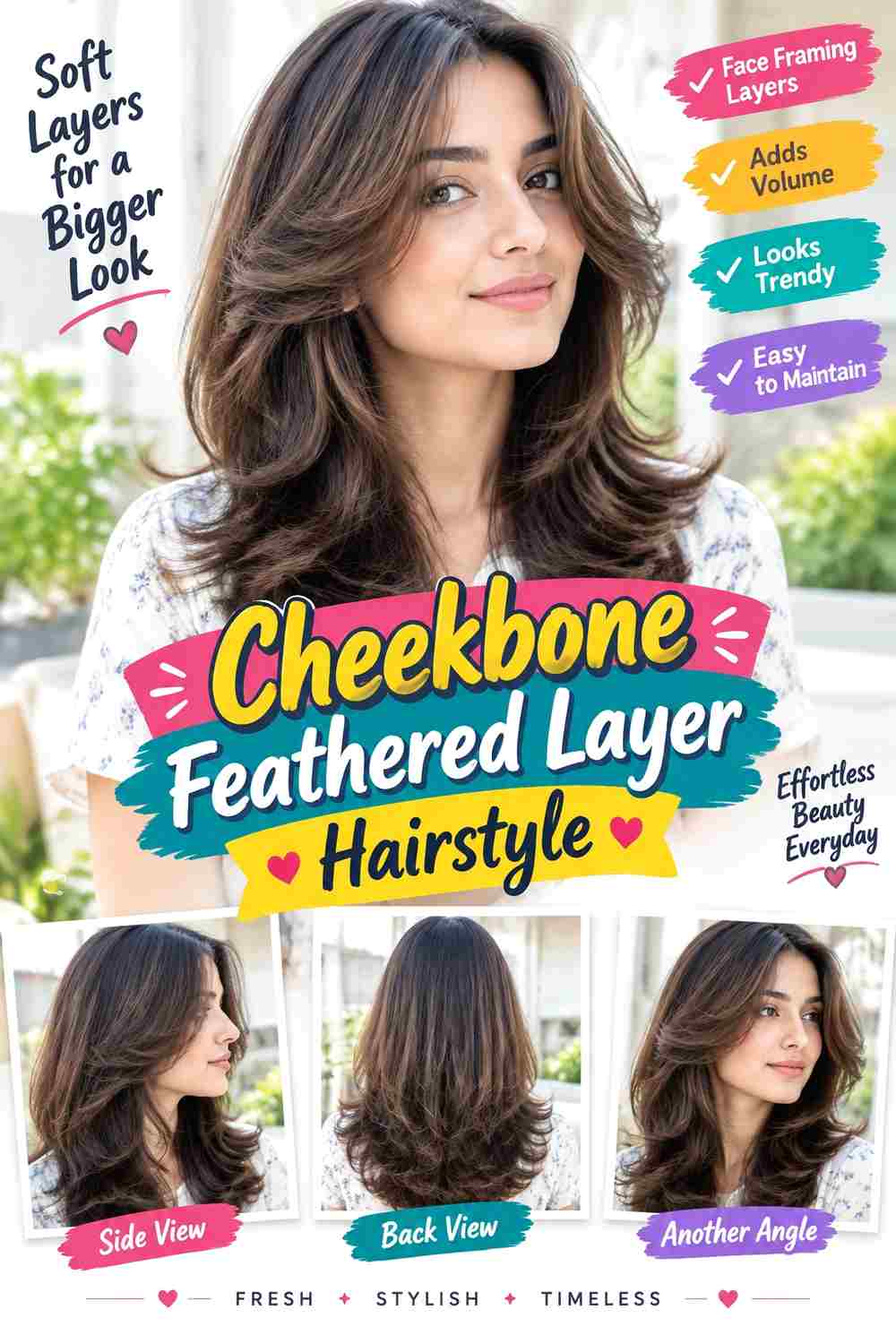 Cheekbone Feathered Layer Hairstyle
