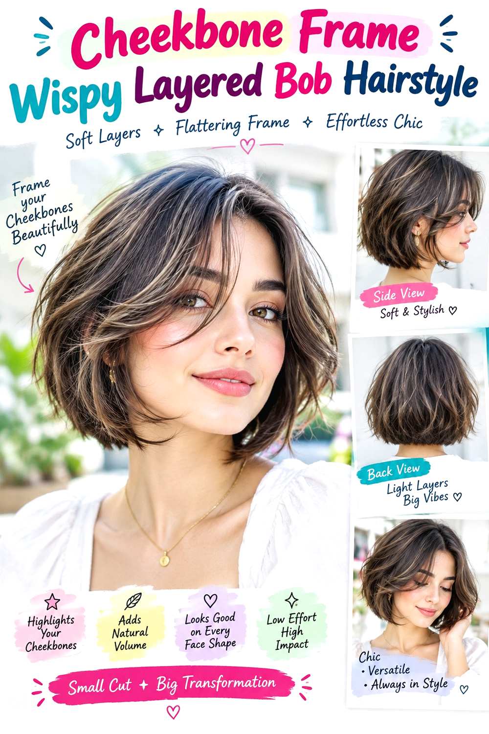 Cheekbone Frame Wispy Layered Bob Hairstyle