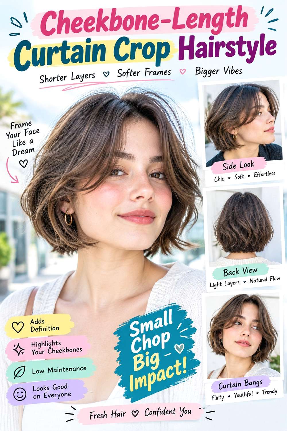 Cheekbone-Length Curtain Crop Hairstyle