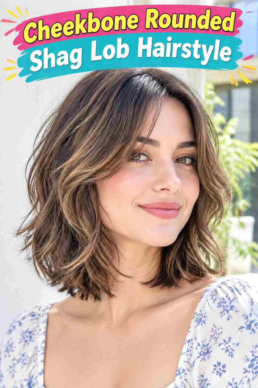 Cheekbone Rounded Shag Lob Hairstyle