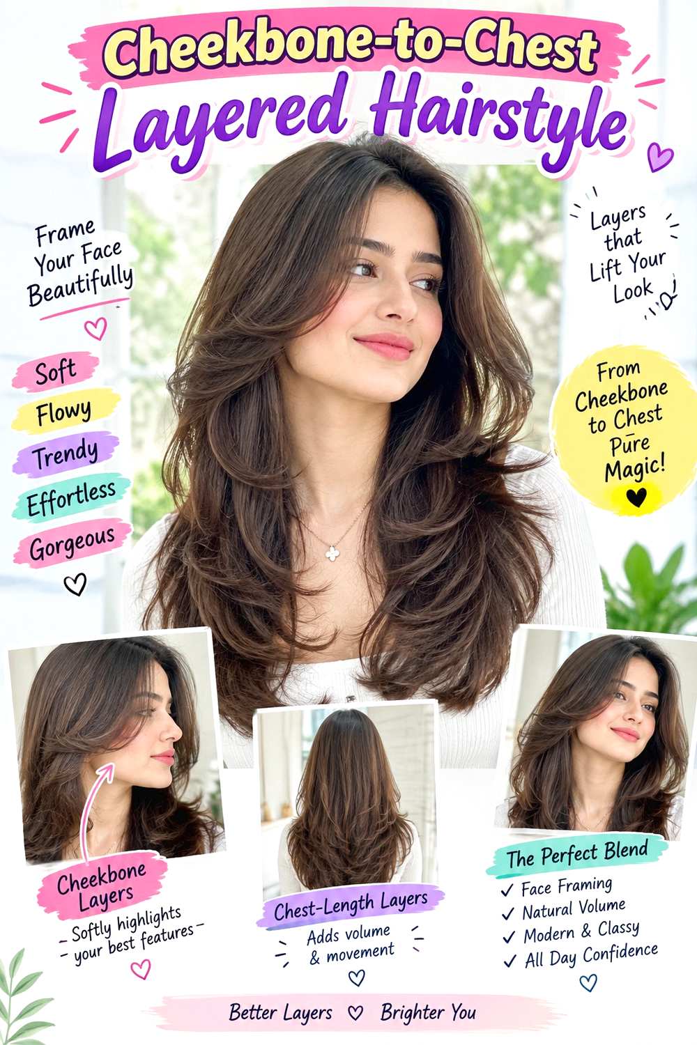 Cheekbone-to-Chest Layered Hairstyle