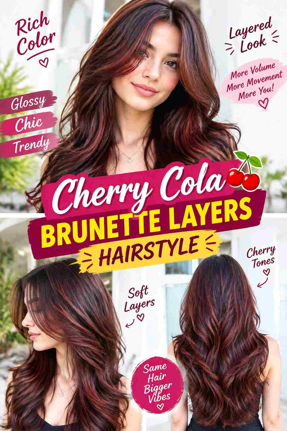 Cherry Cola Brunette Layers Hairstyle