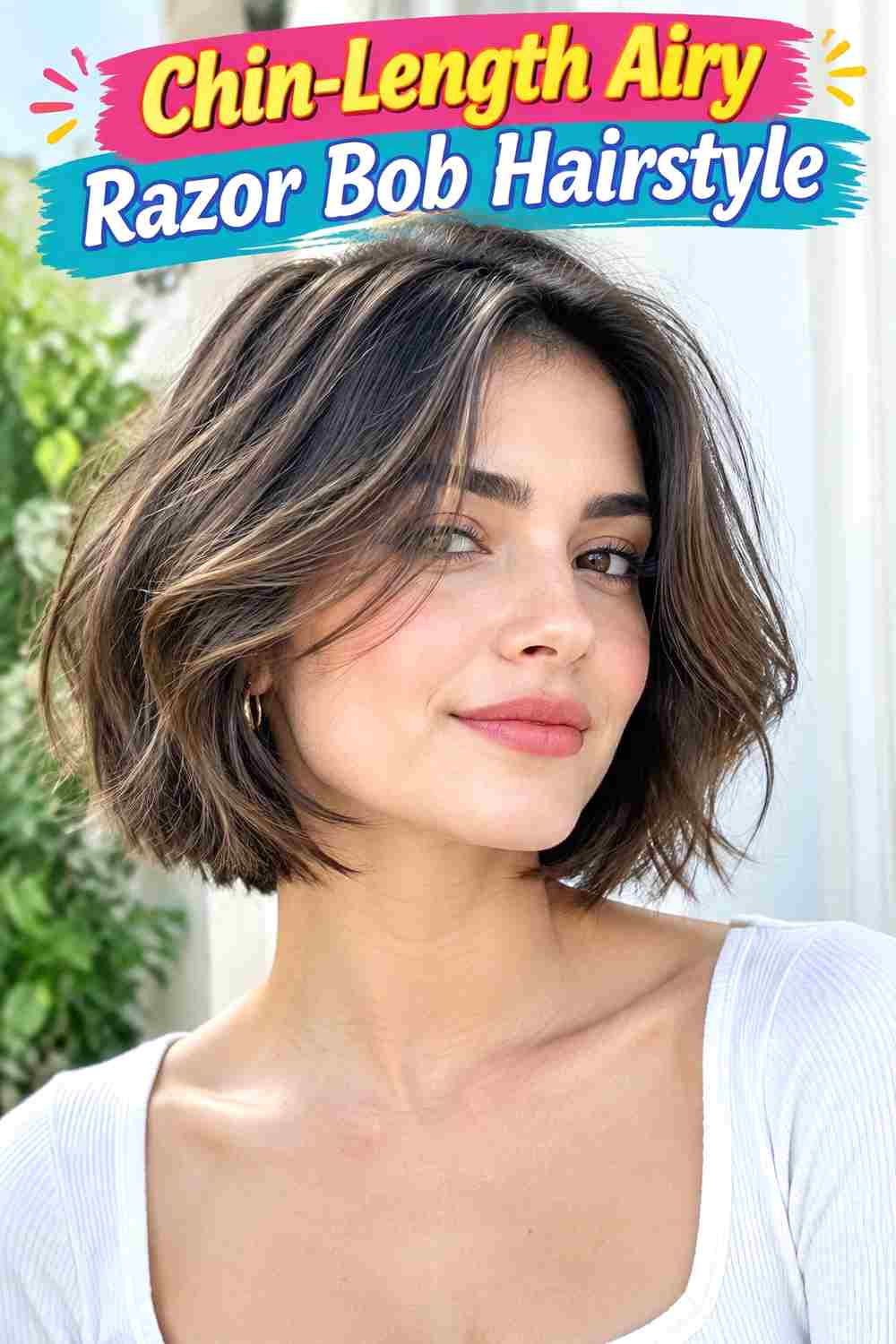 Chin-Length Airy Razor Bob Hairstyle