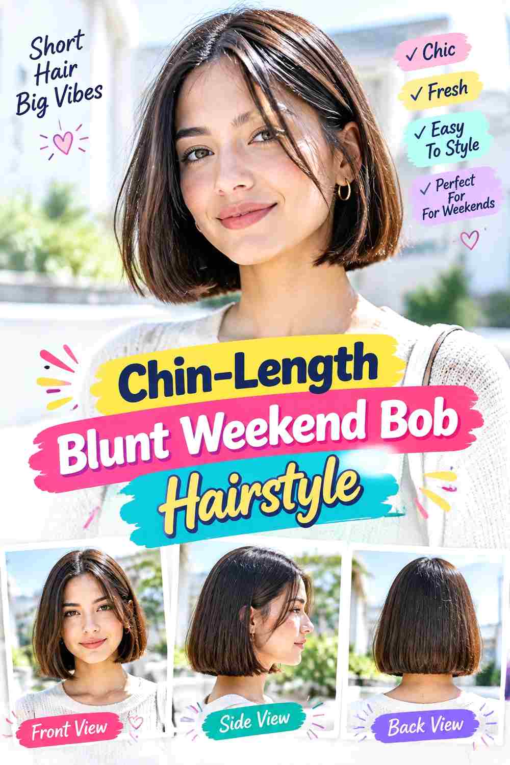 Chin-Length Blunt Weekend Bob Hairstyle
