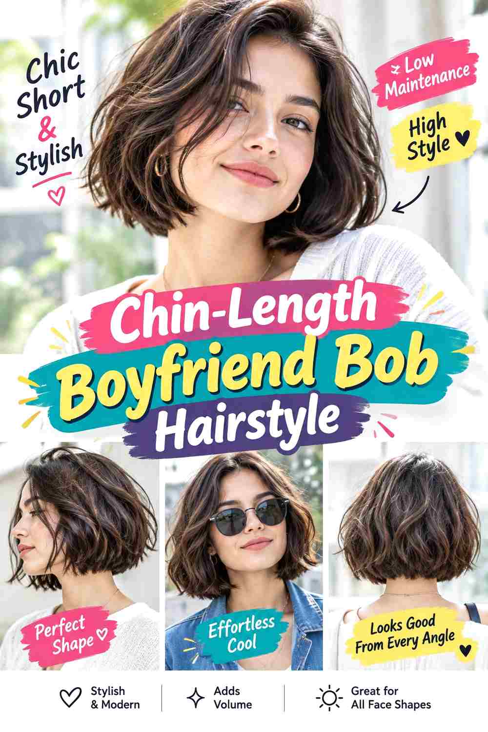 Chin-Length Boyfriend Bob Hairstyle