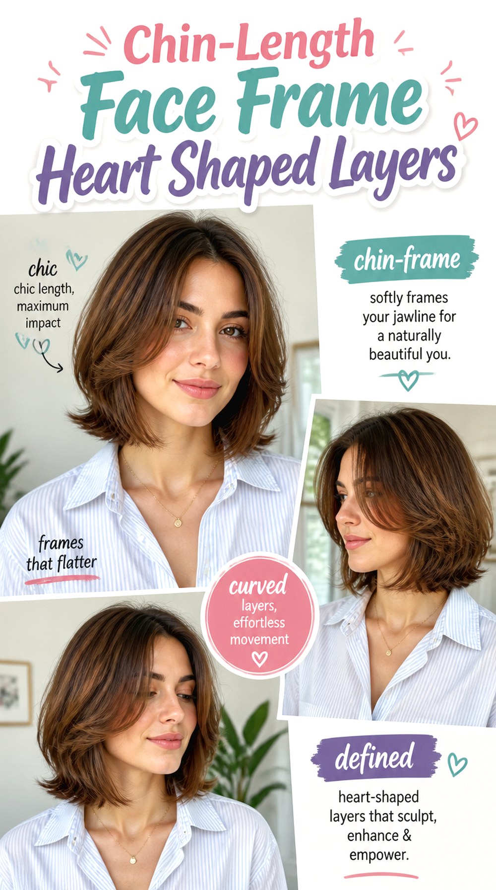 Chin-Length Face Frame Heart Shaped Layers