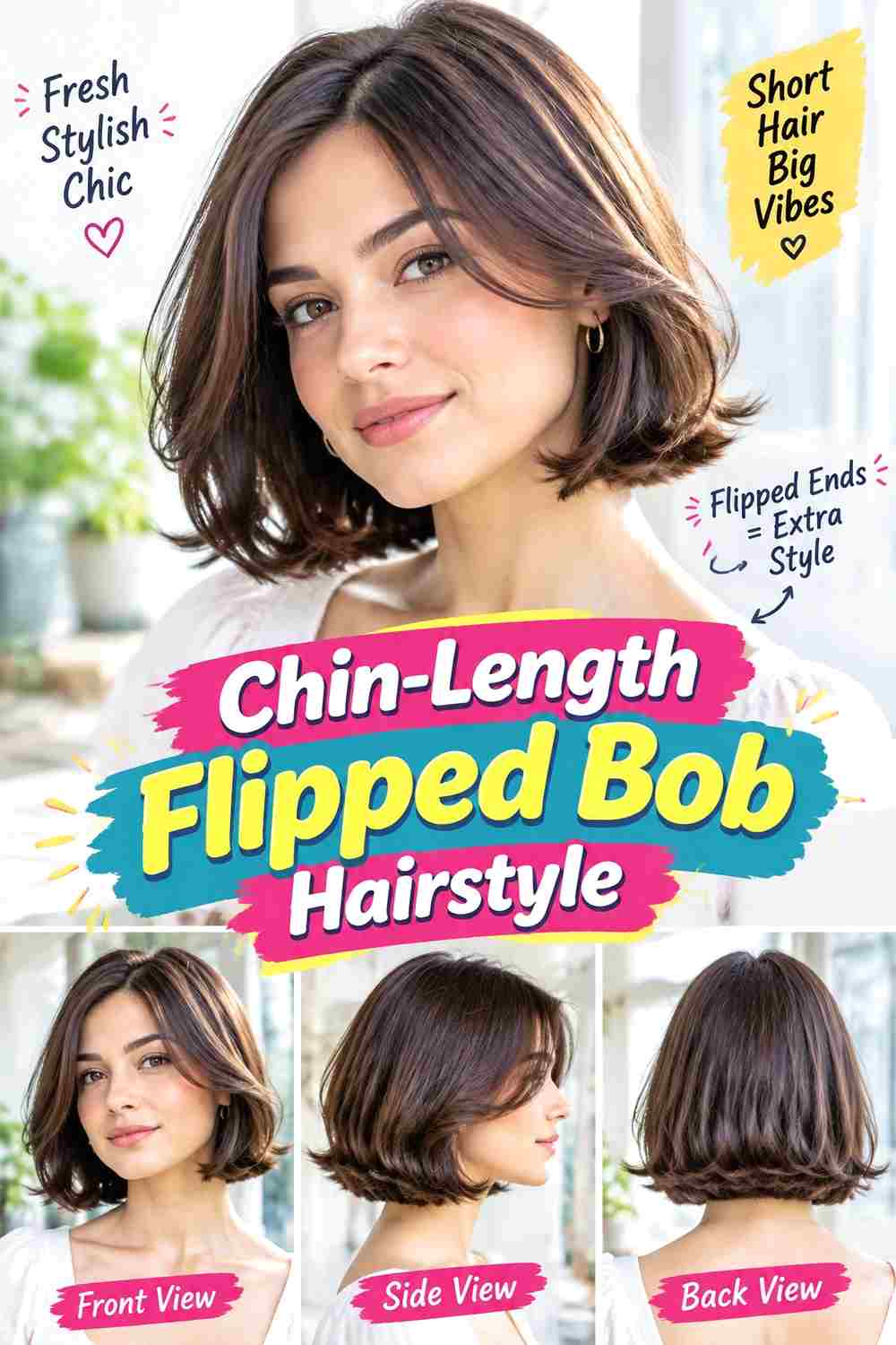 Chin-Length Flipped Bob Hairstyle