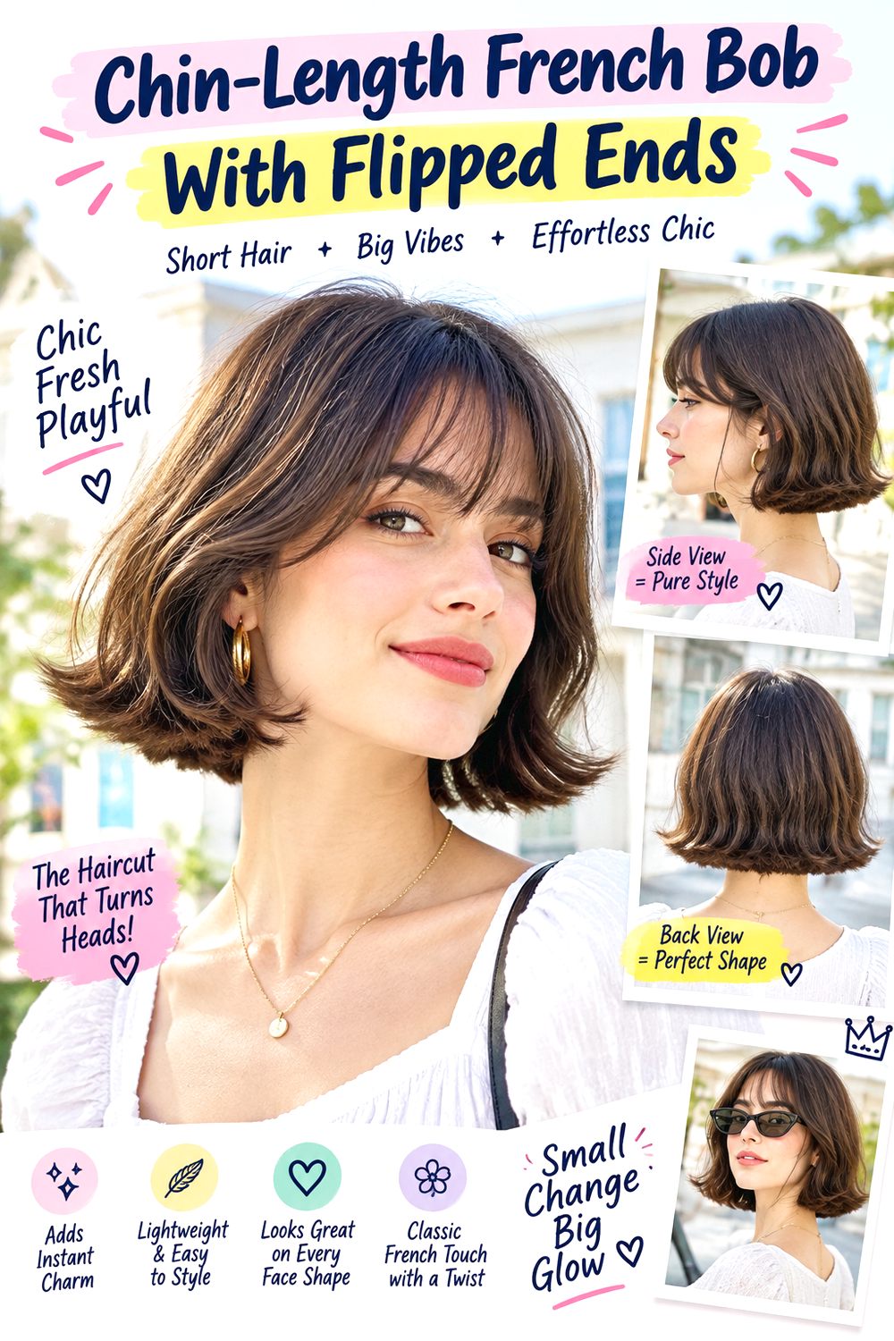 Chin-Length French Bob With Flipped Ends Hairstyle