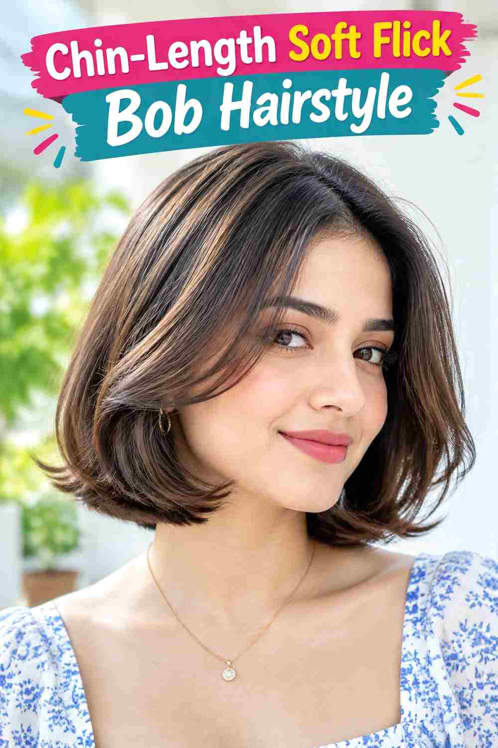 Chin-Length Soft Flick Bob Hairstyle