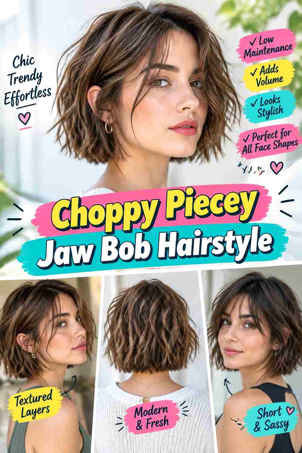 Choppy Piecey Jaw Bob Hairstyle