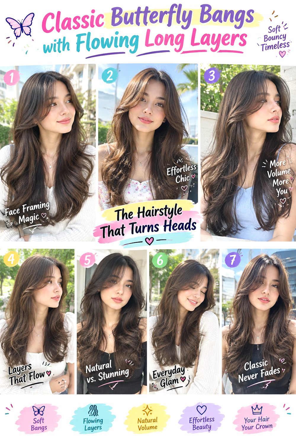 Classic Butterfly Bangs with Flowing Long Layers hairstyle