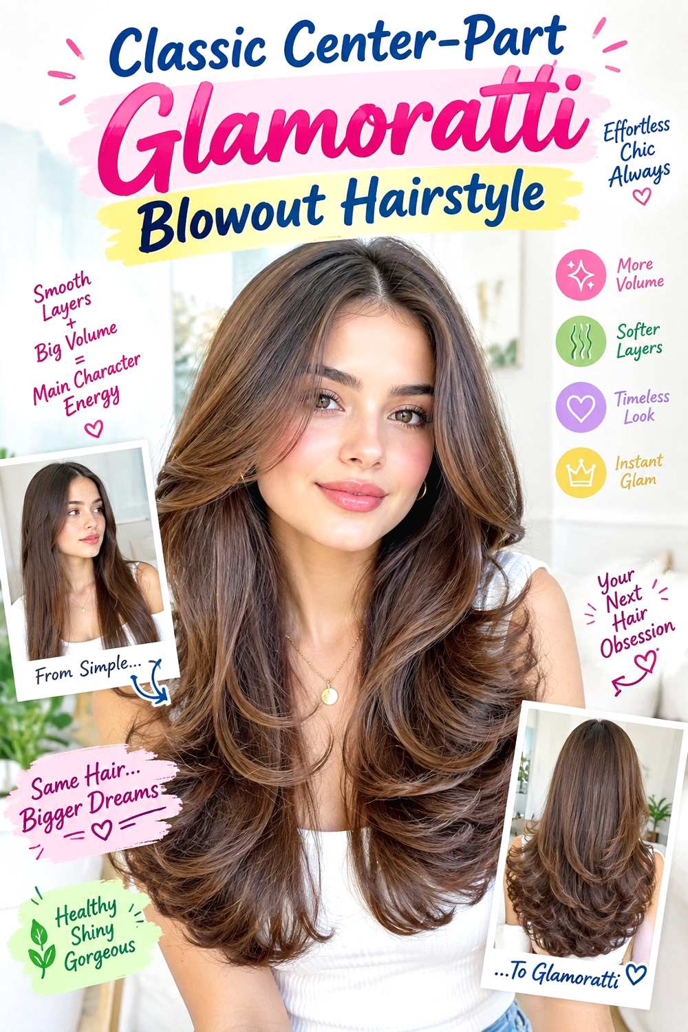 Classic Center-Part Glamoratti Blowout Hairstyle