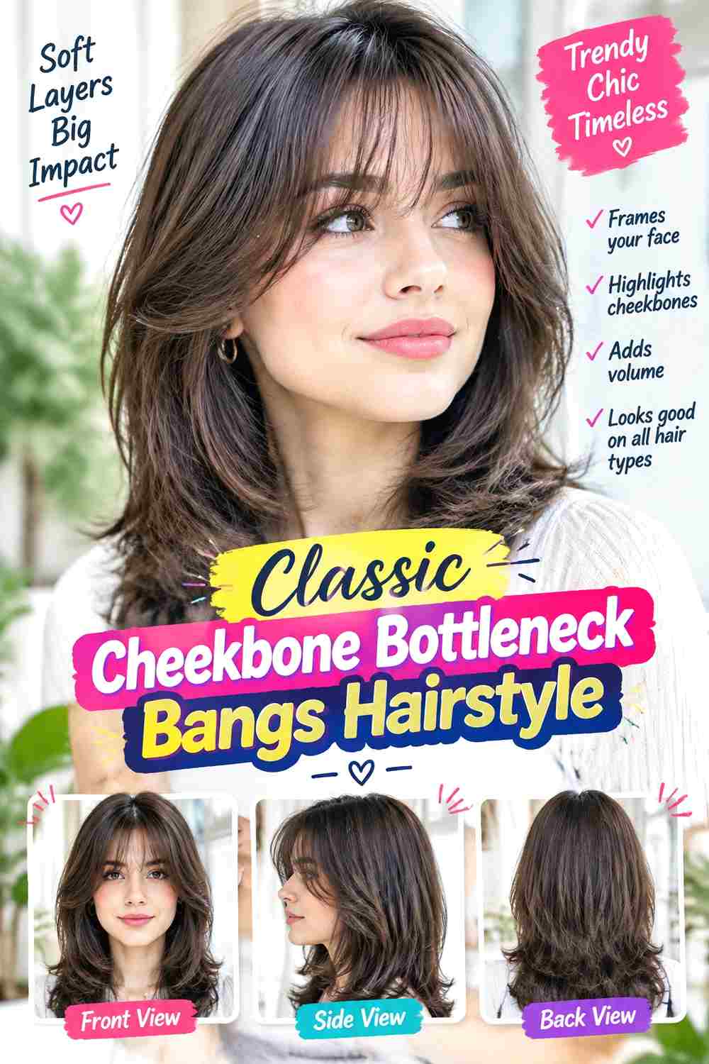 Classic Cheekbone Bottleneck Bangs Hairstyle
