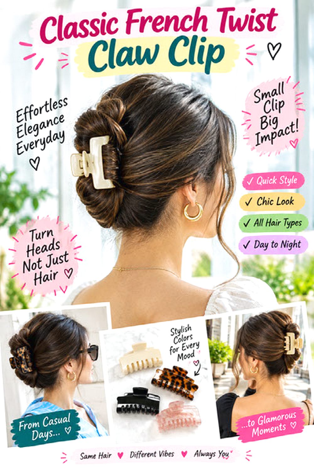 Classic French Twist Claw Clip Hairstyle