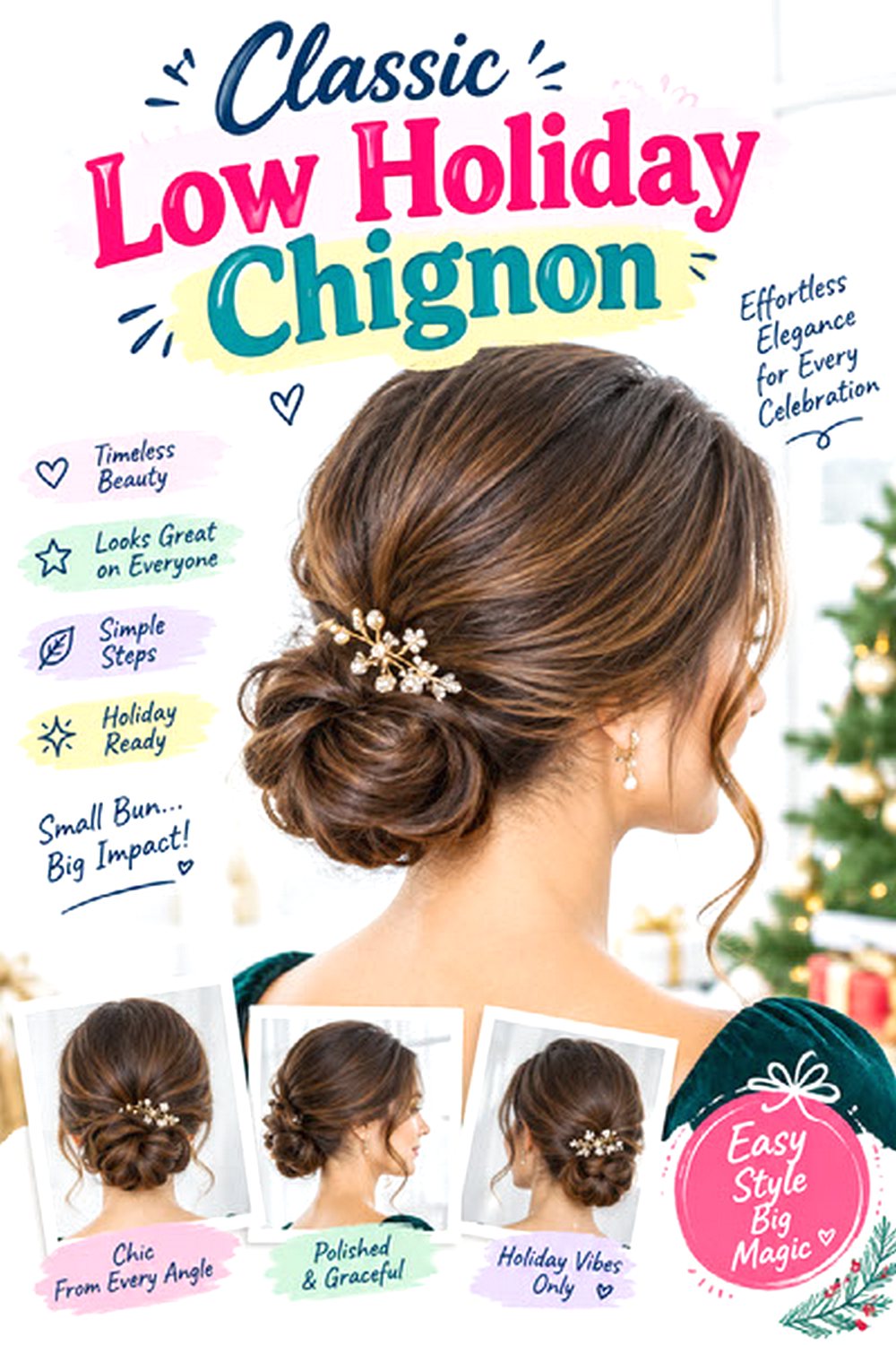 Classic Low Holiday Chignon