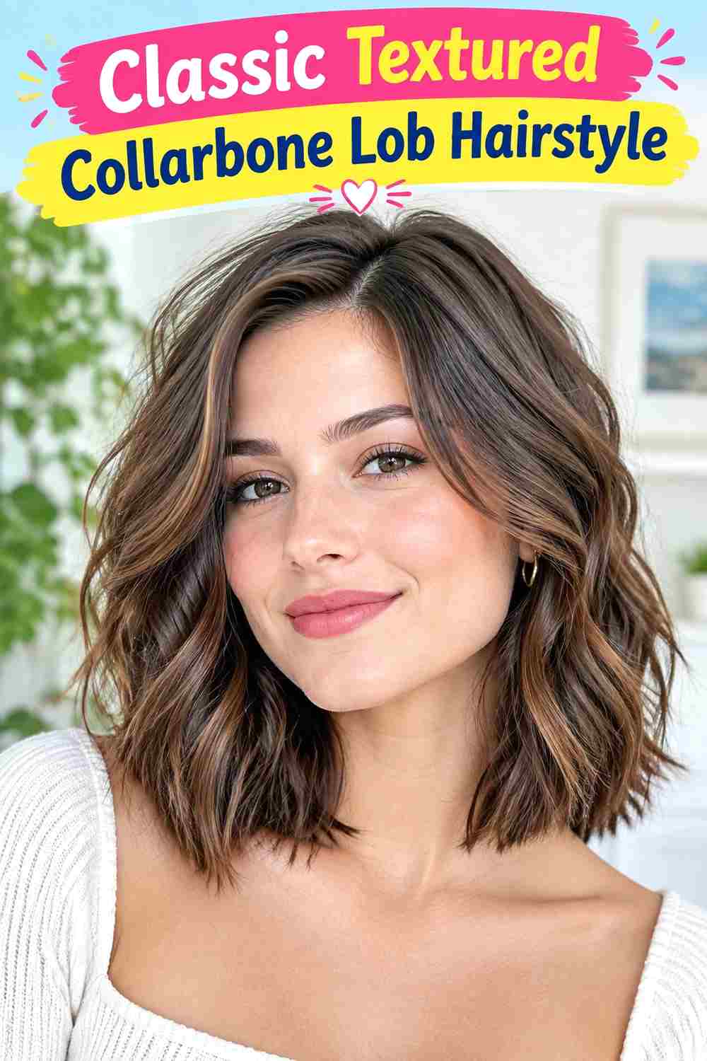 Classic Textured Collarbone Lob Hairstyle