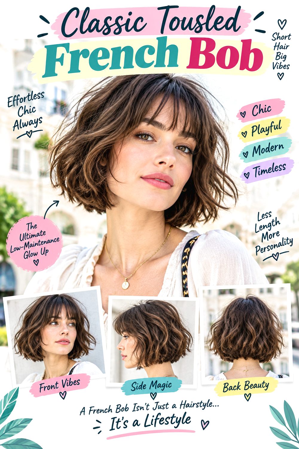 Classic Tousled French Bob Hairstyle