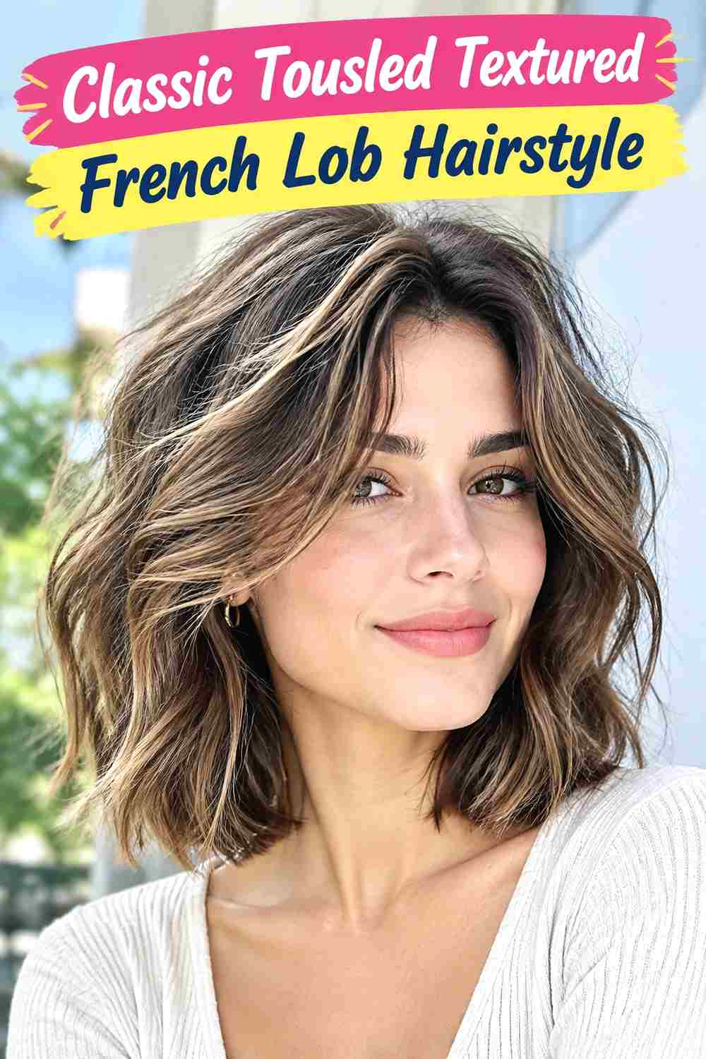 Classic Tousled Textured French Lob Hairstyle