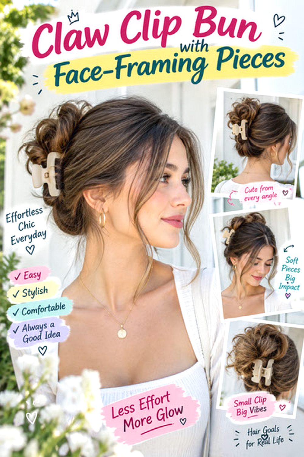 Claw Clip Bun with Face-Framing Pieces Hairstyle