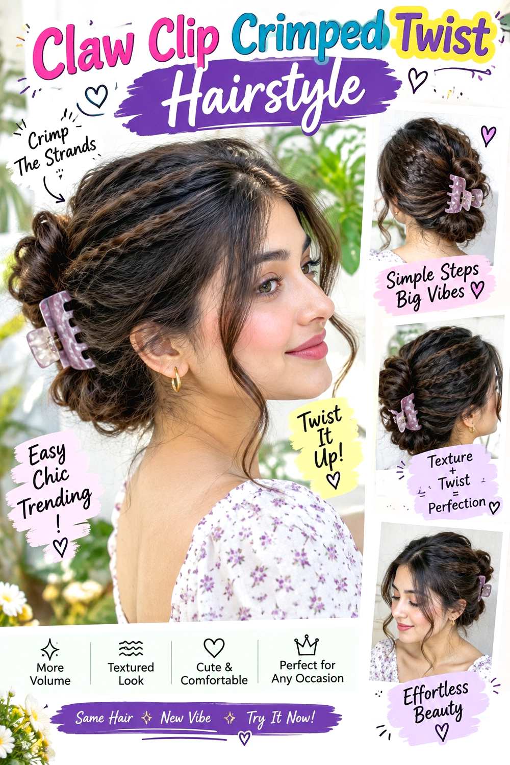Claw Clip Crimped Twist Hairstyle