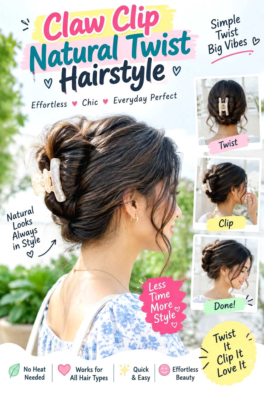 Claw Clip Natural Twist Hairstyle