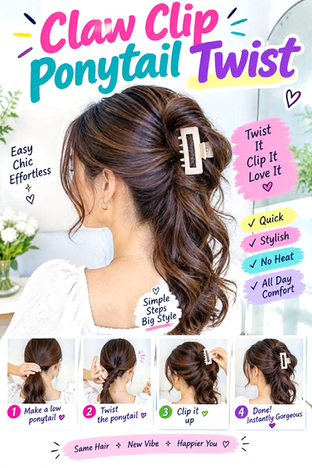 Claw Clip Ponytail Twist Hairstyle