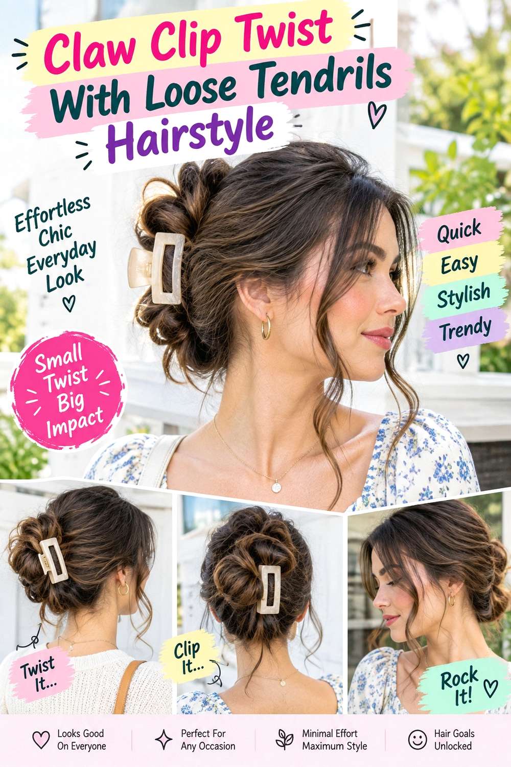 Claw Clip Twist With Loose Tendrils Hairstyle
