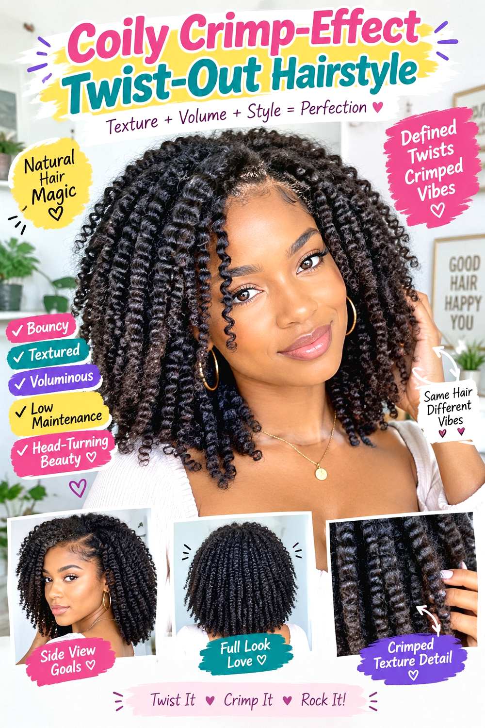 Coily Crimp-Effect Twist-Out Hairstyle