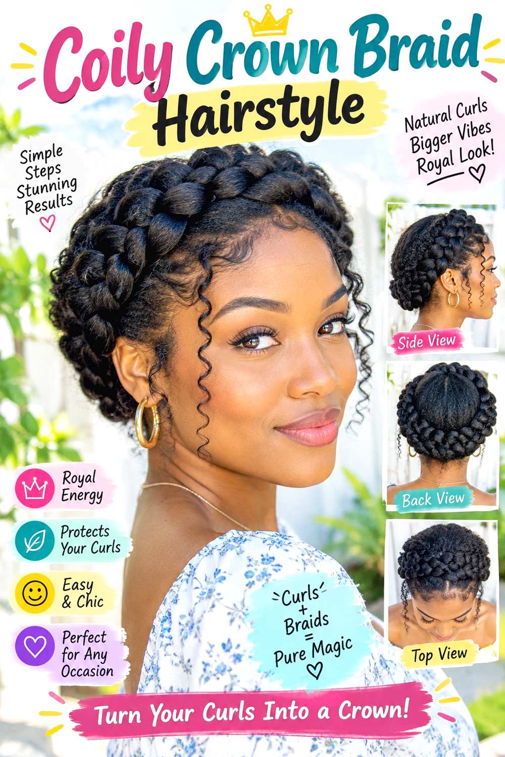 Coily Crown Braid Hairstyle